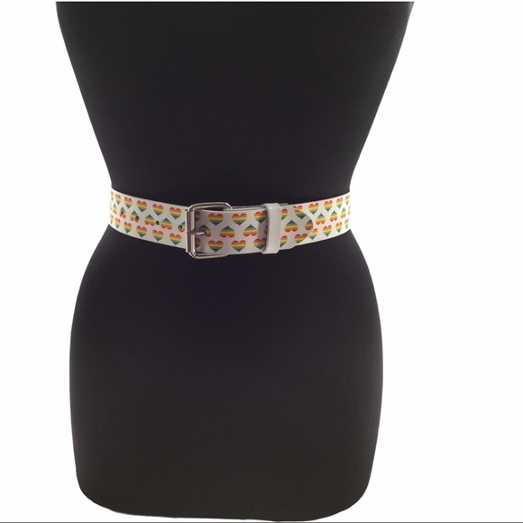 Absolutely Fresh 90’s Rainbow Hearts Bonded Leather Belt - Picture 2 of 6